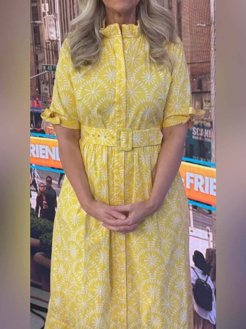 Yellow Print Belted Women's Dress size Xs/s. NWOT Holly Shae